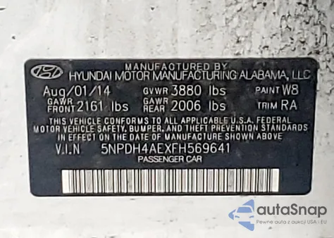 2015 Hyundai Elantra Se from USA, damaged, VIN 5NPDH4AEXFH569641
